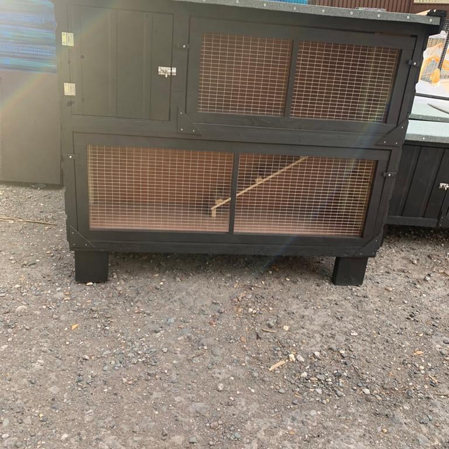 4ft Double Rabbit Hutch - Black